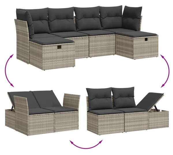 VidaXL Polyrattan Kerti Ülőgarnitúra - 6 részes