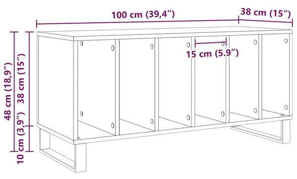 Hanglemez szekrény Fekete tölgy 100 x 38 x 48 cm Faanyag