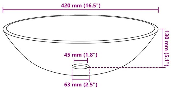 42 cm-es edzett üveg mosdókagyló barna