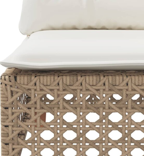 3 személyes bézs polyrattan kerti kanapé párnával