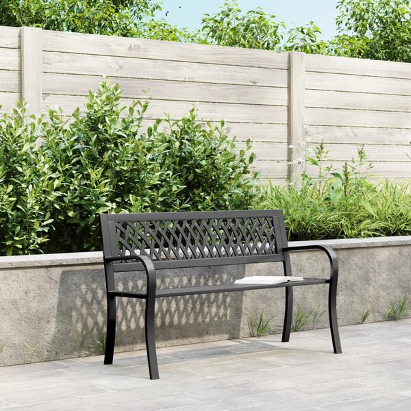 Fekete acél kerti pad 120 cm