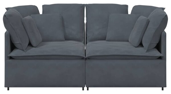 Sötétszürke bársony moduláris kanapé párnákkal