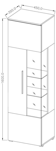 Vitrin Indiko Typ 05 (B) (fehér + fényes fehér) (világítással)