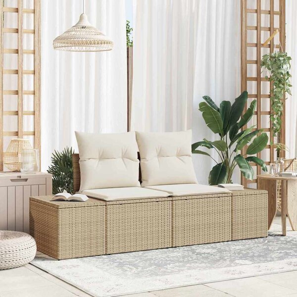 Kerti kanapé párnával Bézs 184 x 62 x 69 cm polirattan