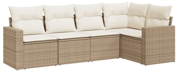 5 részes bézs polyrattan kerti ülőgarnitúra párnákkal