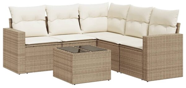 6 részes bézs polyrattan kerti ülőgarnitúra párnával