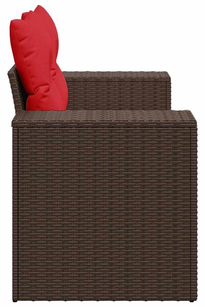 Kétszemélyes barna polyrattan kerti kanapé párnákkal