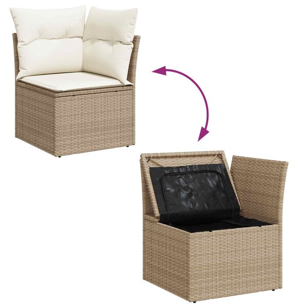 Kerti Kanapé Szett tárolóval 7 pcs Beige és krém polirattan