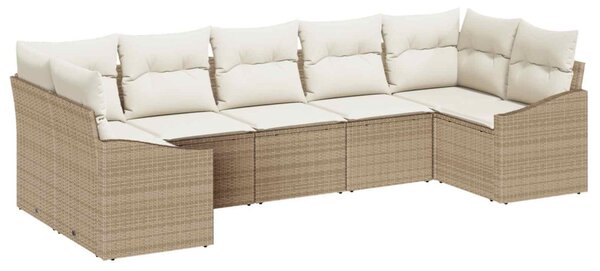 Kerti Kanapé Szett tárolóval 7 pcs Beige és krém polirattan