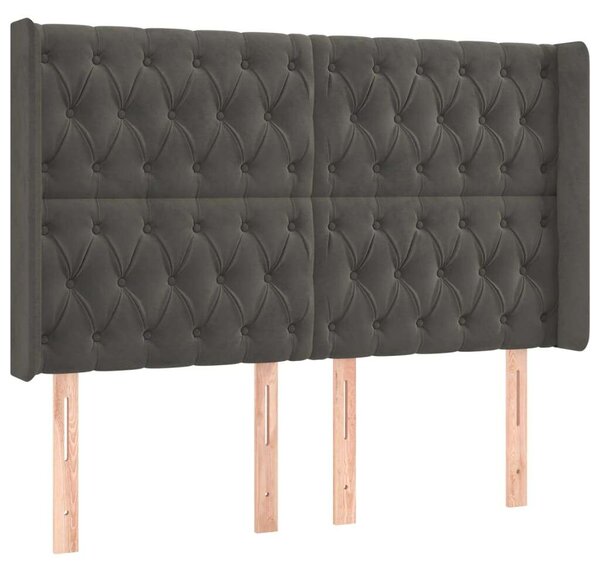 LED-es Bársony Fejtámla - Sötétszürke - 147x16x118/128cm