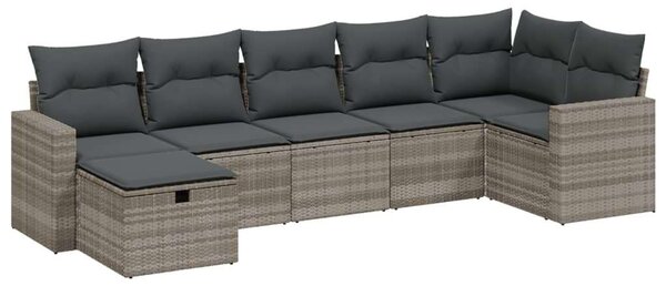 VidaXL Polyrattan Kerti Ülőgarnitúra - 7 részes, Világosszürke