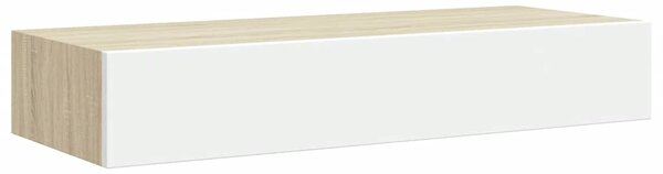 2 db tölgyfa és fehér fali fiókos polc 60 x 23,5 x 10 cm MDF