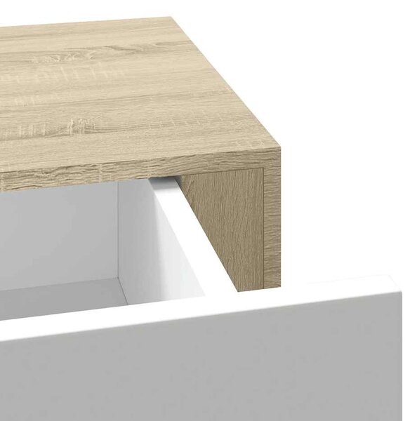 2 db tölgyfa és fehér fali fiókos polc 60 x 23,5 x 10 cm MDF