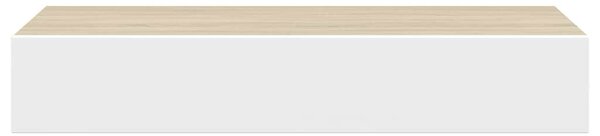 2 db tölgyfa és fehér fali fiókos polc 60 x 23,5 x 10 cm MDF