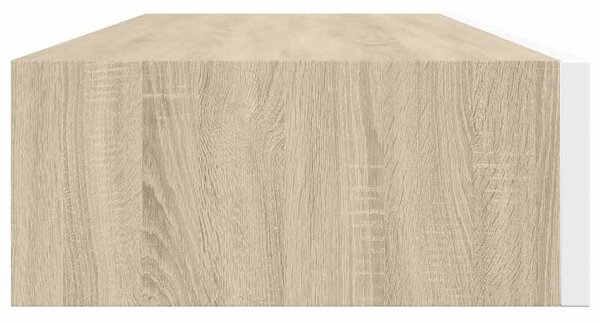 2 db tölgyfa és fehér fali fiókos polc 60 x 23,5 x 10 cm MDF