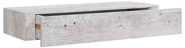 2 db betonszürke MDF falra szerelhető fiókos polc 60x23,5x10 cm