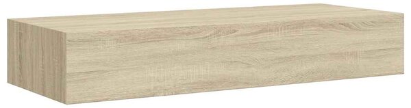 Tölgyszínű MDF falra szerelhető fiókos polc 60 x 23,5 x 10 cm