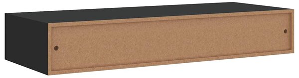 2 db fekete MDF falra szerelhető fiókos polc 60 x 23,5 x 10 cm