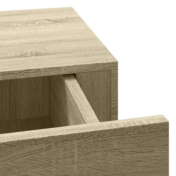 Tölgyszínű MDF falra szerelhető fiókos polc 60 x 23,5 x 10 cm