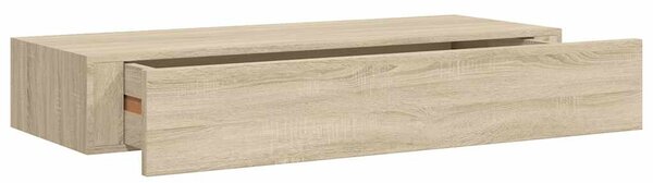 Tölgyszínű MDF falra szerelhető fiókos polc 60 x 23,5 x 10 cm