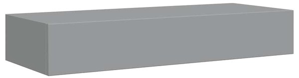 2 db szürke MDF falra szerelhető fiókos polc 60 x 23,5 x 10 cm