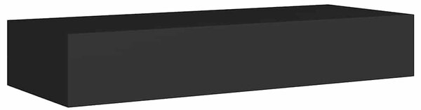 2 db fekete MDF falra szerelhető fiókos polc 60 x 23,5 x 10 cm
