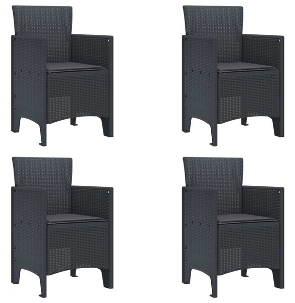 Kerti Szék párnával 4 pcs Antracit 53 x 49 x 85 cm Polipropilén