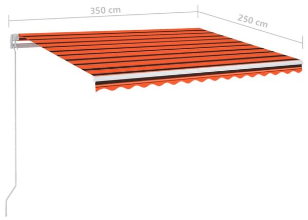 Narancssárga és barna kézzel kihúzható napellenző 350 x 250 cm