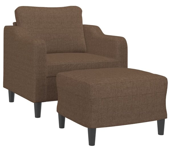 Barna szövet kanapéfotel lábtartóval 60 cm