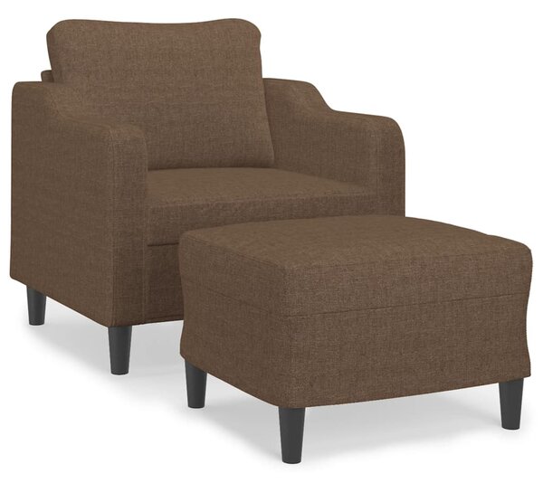 Barna szövet kanapéfotel lábtartóval 60 cm