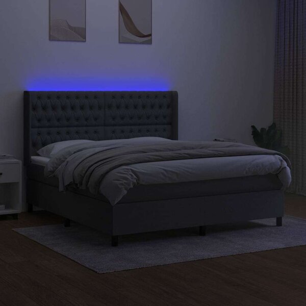 VIDAXL LED-es Ágy - Szövet - 160x200 cm