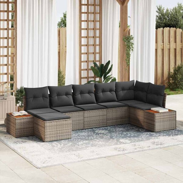 Kerti Kanapé Szett párnával tárolóval 8 pcs Szürke Polyrattan