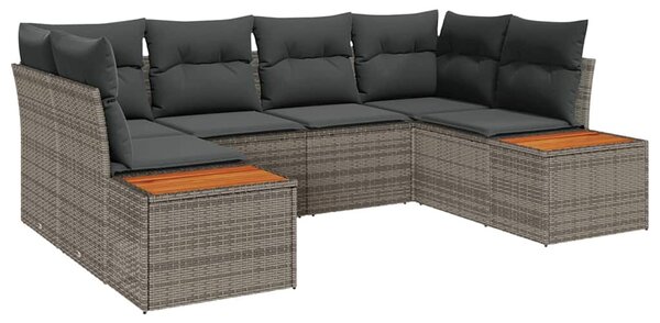 Kerti Kanapé Szett párnával tárolóval 6 pcs Szürke Polyrattan