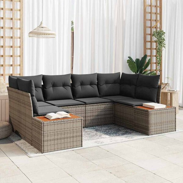 Kerti Kanapé Szett párnával tárolóval 6 pcs Szürke Polyrattan