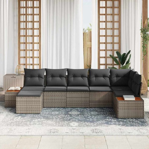 Kerti Kanapé Szett párnával tárolóval 8 pcs Szürke Polyrattan