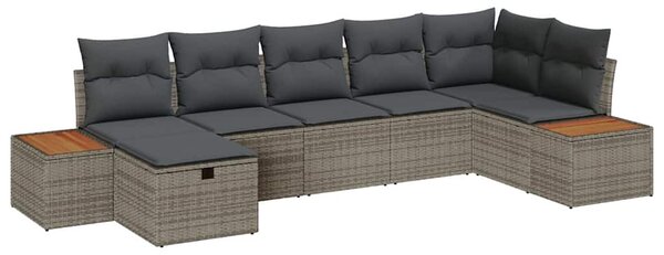 Kerti Kanapé Szett párnával 7 pcs Szürke Poli rattan