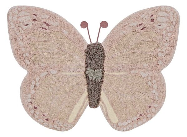 Világos rózsaszín-bézs mosható kézi szövésű pamut gyerek szőnyeg 90x120 cm Baby Butterfly – Lorena Canals