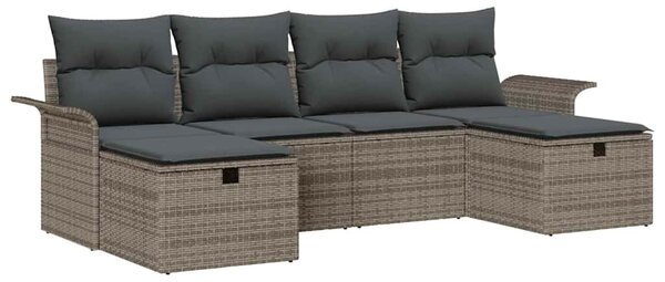 Kerti Kanapé Szett párnával tárolóval 6 pcs Szürke polirattan