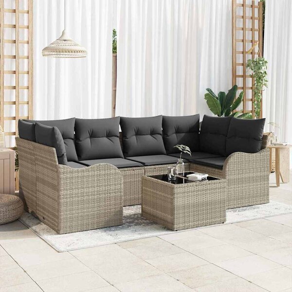 Kerti Kanapé Szett Világosszürke 55 x 55 x 37 cm polirattan