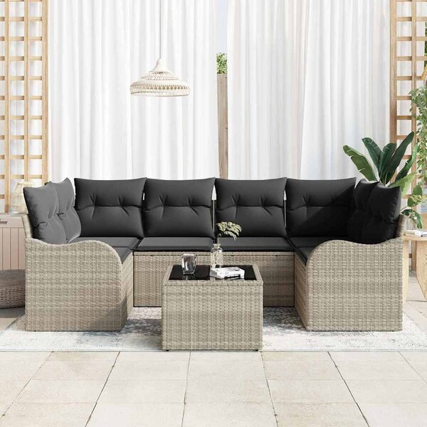 Kerti Kanapé Szett Világosszürke 55 x 55 x 37 cm polirattan