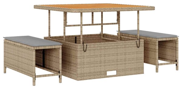 Kerti Kanapé Szett párnával 11 pcs Beige és Világosszürke
