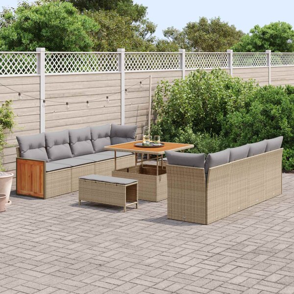 Kerti Kanapé Szett párnával 11 pcs Beige és Világosszürke
