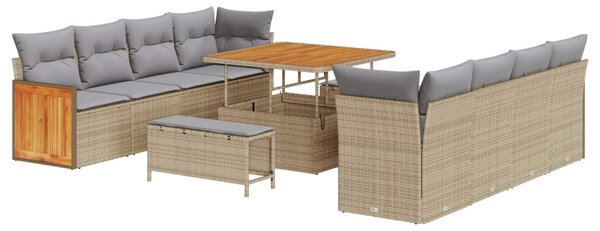 Kerti Kanapé Szett párnával 11 pcs Beige és Világosszürke