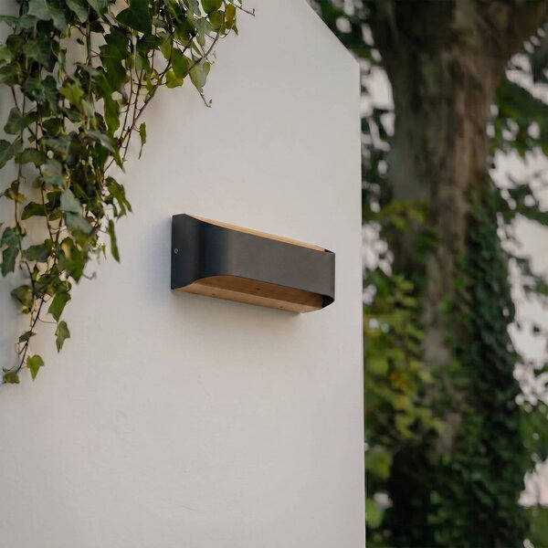Lindby LED kültéri fali lámpa Lenore, fekete, fém, 36,5 cm, Fekete, Alumínium, Modern