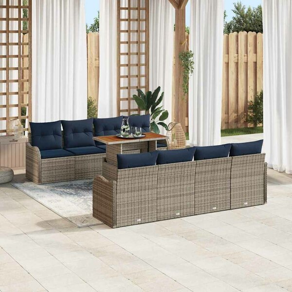 VidaXL Kerti Kanapé Szett 7 db szürke és sötétkék