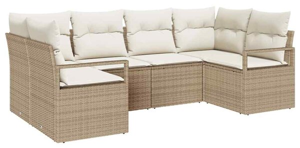 Kerti Kanapé Szett párnával 6 pcs Beige és Fehér polirattan
