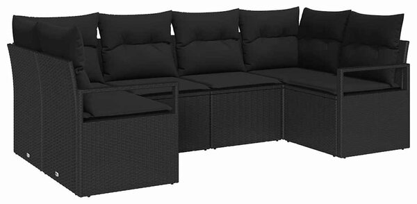 Kerti Kanapé Szett párnával tárolóval 6 pcs Fekete polirattan