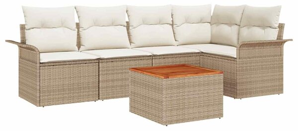 Kerti Kanapé Szett tárolóval 6 pcs Beige és krém polirattan