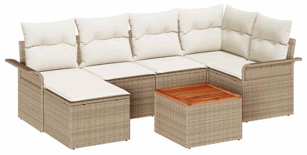 Kerti Kanapé Szett tárolóval 7 pcs Beige és krém polirattan