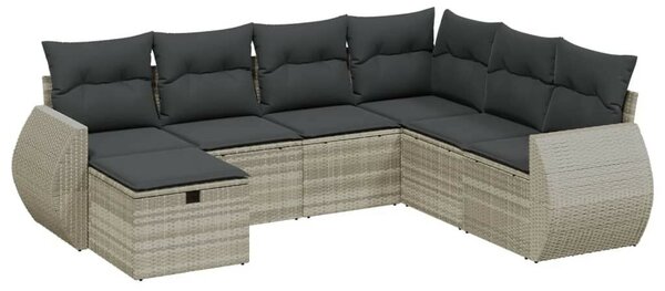 VidaXL Polyrattan Kerti Ülőgarnitúra - 7 részes, Világosszürke